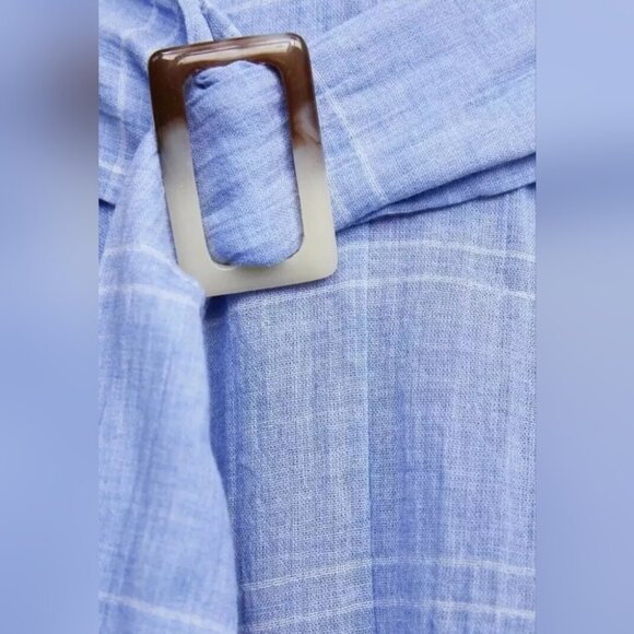 Zara Checked Asymmetrical Cotton Belted Midi Skirt Size S - Picture 4 of 8